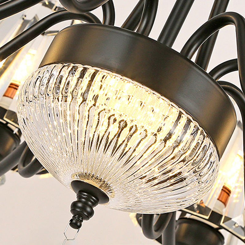 Tapered Ceiling Chandelier Modern Cut Crystal 3/6/8 Heads 23.5"/29.5"34.5" Wide Black Pendant Light Kit Clearhalo 'Ceiling Lights' 'Chandeliers' 'Modern Chandeliers' 'Modern' Lighting' 332874