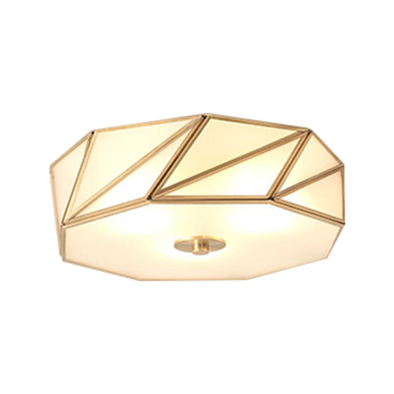 Drum Opal Glass Flush Mount Lamp Classic 3/4/6 Lights Bedroom Ceiling Mounted Fixture in Brass Clearhalo 'Ceiling Lights' 'Close To Ceiling Lights' 'Close to ceiling' 'Flush mount' Lighting' 333048