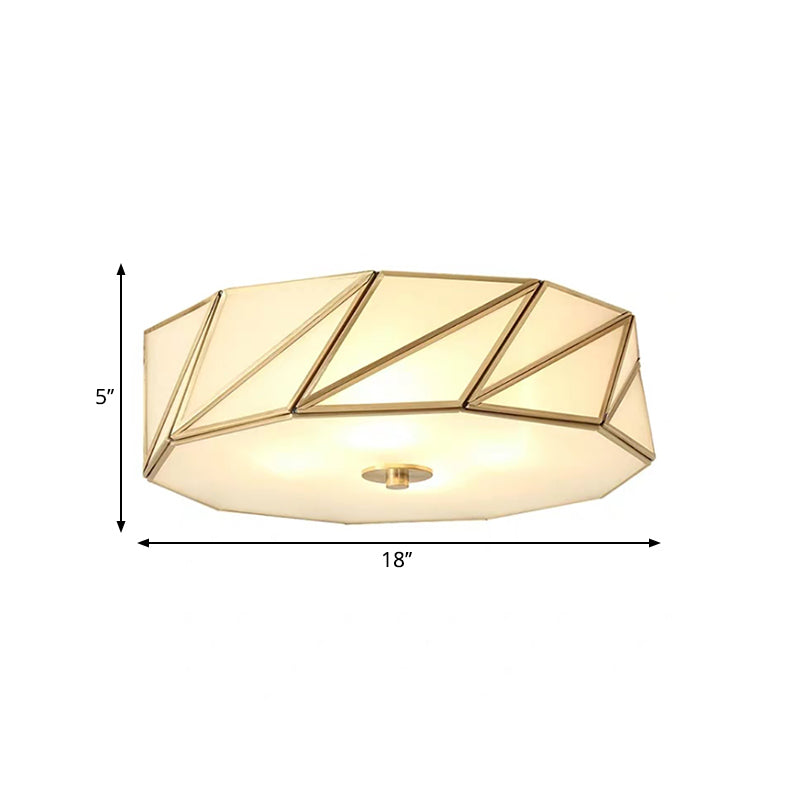 Drum Opal Glass Flush Mount Lamp Classic 3/4/6 Lights Bedroom Ceiling Mounted Fixture in Brass Clearhalo 'Ceiling Lights' 'Close To Ceiling Lights' 'Close to ceiling' 'Flush mount' Lighting' 333054