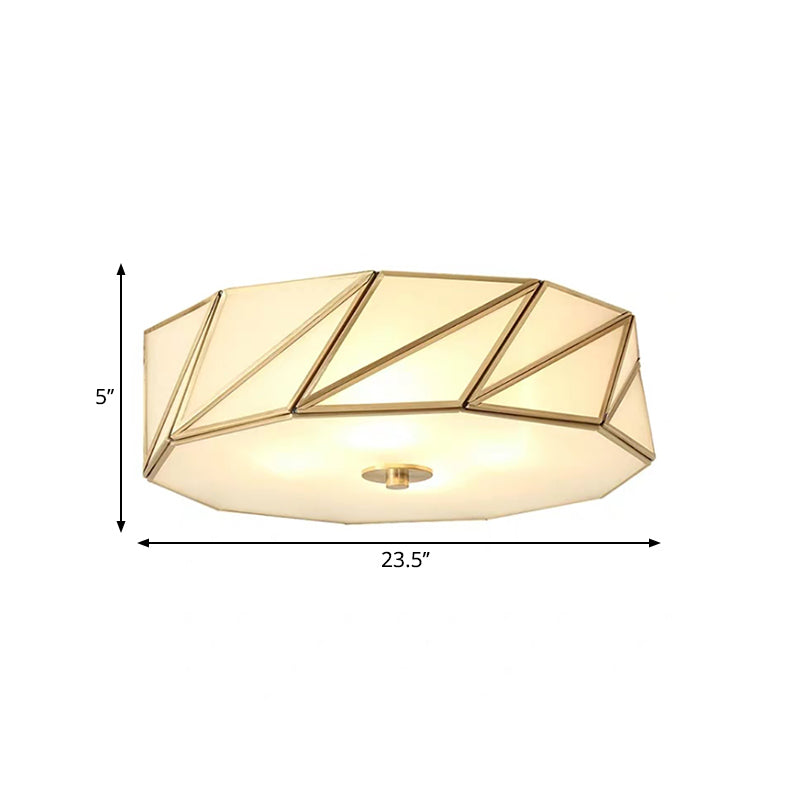 Drum Opal Glass Flush Mount Lamp Classic 3/4/6 Lights Bedroom Ceiling Mounted Fixture in Brass Clearhalo 'Ceiling Lights' 'Close To Ceiling Lights' 'Close to ceiling' 'Flush mount' Lighting' 333058