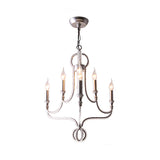 Crystal Beaded Chandelier Light Traditional 6 Heads Aged Silver Suspended Lighting Fixture Clearhalo 'Ceiling Lights' 'Chandeliers' Lighting' options 333086