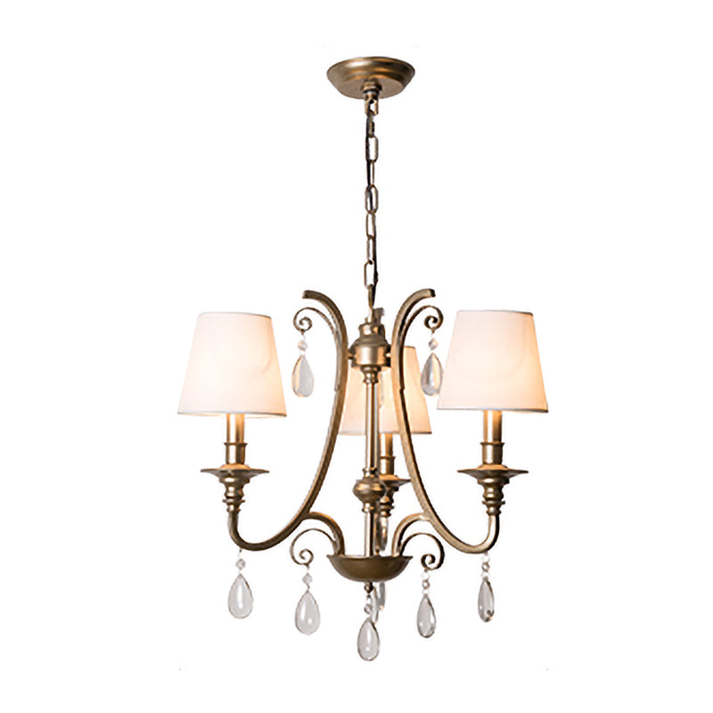 Modernism Teardrop Hanging Chandelier Crystal 3 Bulbs Pendant Light Kit in Brass with/without Shade Clearhalo 'Ceiling Lights' 'Chandeliers' 'Modern Chandeliers' 'Modern' Lighting' 333107