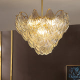 Brass Conical Semi Flush Mount Modern 9 Heads Crystal Close to Ceiling Lamp for Bedroom Clearhalo 'Ceiling Lights' 'Close To Ceiling Lights' 'Close to ceiling' 'Semi-flushmount' Lighting' 333132