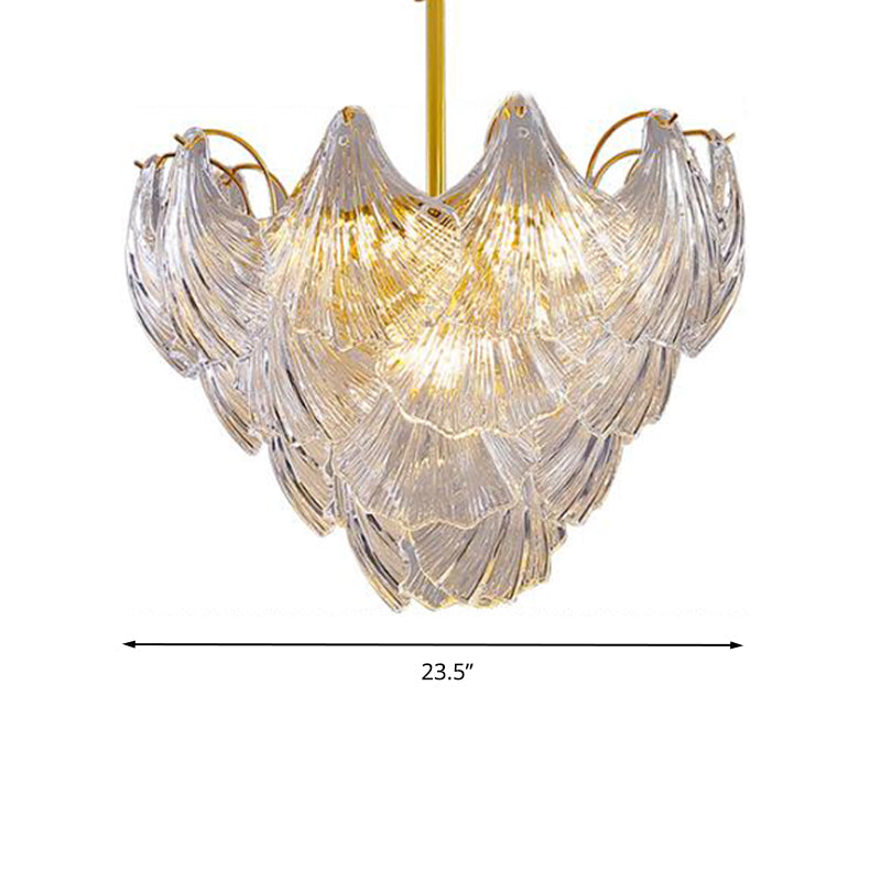 Brass Conical Semi Flush Mount Modern 9 Heads Crystal Close to Ceiling Lamp for Bedroom Clearhalo 'Ceiling Lights' 'Close To Ceiling Lights' 'Close to ceiling' 'Semi-flushmount' Lighting' 333135