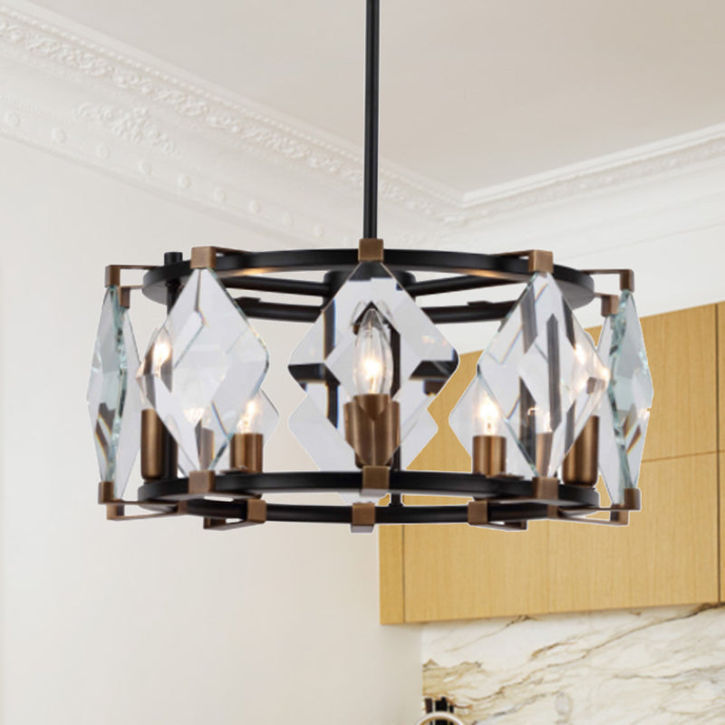 Rhombus Hanging Chandelier Contemporary Crystal 8 Heads Black Ceiling Pendant Light Clearhalo 'Ceiling Lights' 'Chandeliers' 'Modern Chandeliers' 'Modern' Lighting' 333207