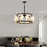 Rhombus Hanging Chandelier Contemporary Crystal 8 Heads Black Ceiling Pendant Light Clearhalo 'Ceiling Lights' 'Chandeliers' 'Modern Chandeliers' 'Modern' Lighting' 333208