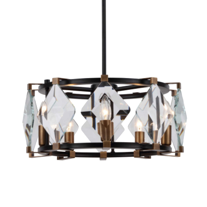 Rhombus Hanging Chandelier Contemporary Crystal 8 Heads Black Ceiling Pendant Light Clearhalo 'Ceiling Lights' 'Chandeliers' 'Modern Chandeliers' 'Modern' Lighting' 333209