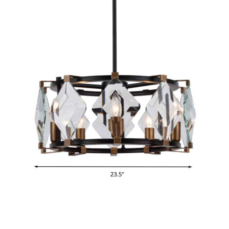 Rhombus Hanging Chandelier Contemporary Crystal 8 Heads Black Ceiling Pendant Light Clearhalo 'Ceiling Lights' 'Chandeliers' 'Modern Chandeliers' 'Modern' Lighting' 333210