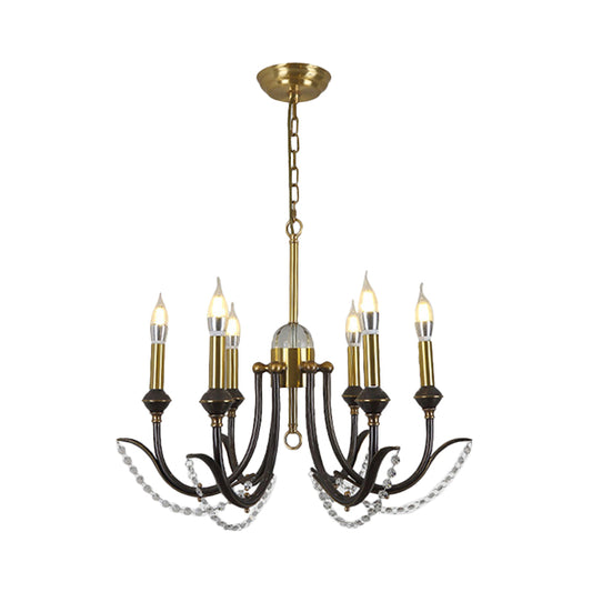 Open Bulb Suspension Lighting Traditional Metal 6/8 Lights Gold Finish Chandelier Pendant Light with Clear Crystal Deco Clearhalo 'Ceiling Lights' 'Chandeliers' Lighting' options 333215