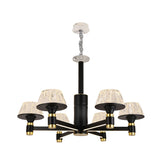 Cone Ceiling Chandelier Modernist Crystal 6/8/12 Bulbs 27.5"/33.5"/37.5" Wide Black Hanging Pendant Light Clearhalo 'Ceiling Lights' 'Chandeliers' 'Modern Chandeliers' 'Modern' Lighting' 333253