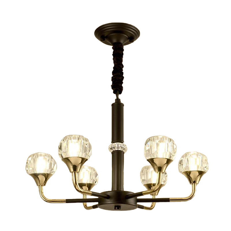 Globe Pendant Chandelier Modernist Beveled Crystal 6/8/10 Bulbs Brass Ceiling Hanging Light, 22.5"/26"/30" Wide Clearhalo 'Ceiling Lights' 'Chandeliers' 'Modern Chandeliers' 'Modern' Lighting' 333308