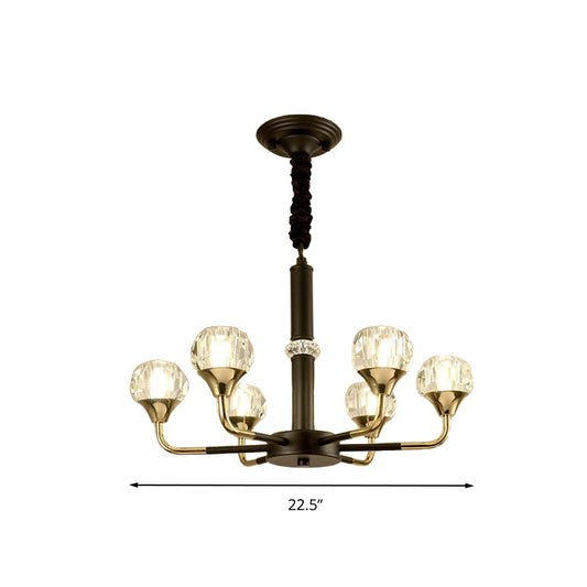 Globe Pendant Chandelier Modernist Beveled Crystal 6/8/10 Bulbs Brass Ceiling Hanging Light, 22.5"/26"/30" Wide Clearhalo 'Ceiling Lights' 'Chandeliers' 'Modern Chandeliers' 'Modern' Lighting' 333309