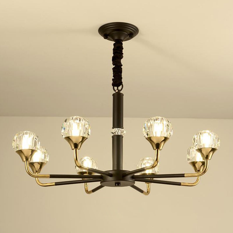 Globe Pendant Chandelier Modernist Beveled Crystal 6/8/10 Bulbs Brass Ceiling Hanging Light, 22.5"/26"/30" Wide Brass 26" Clearhalo 'Ceiling Lights' 'Chandeliers' 'Modern Chandeliers' 'Modern' Lighting' 333310