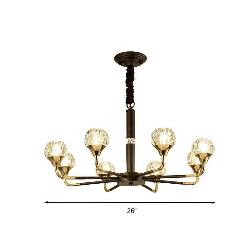 Globe Pendant Chandelier Modernist Beveled Crystal 6/8/10 Bulbs Brass Ceiling Hanging Light, 22.5"/26"/30" Wide Clearhalo 'Ceiling Lights' 'Chandeliers' 'Modern Chandeliers' 'Modern' Lighting' 333313