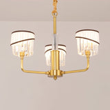 Modern 3 Heads Chandelier Lighting Brass Cylindrical Hanging Light Kit with Crystal Shade Clearhalo 'Ceiling Lights' 'Chandeliers' 'Modern Chandeliers' 'Modern' Lighting' 333338