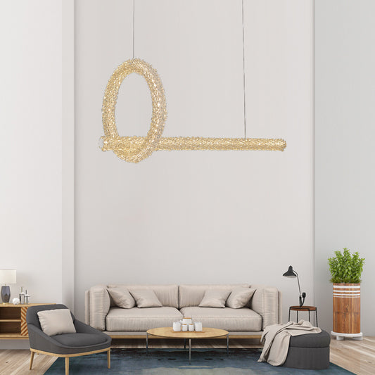 Circular Island Lamp Modernism Cut Crystal LED Brass Hanging Ceiling Light for Living Room, 12"/16" Wide Clearhalo 'Ceiling Lights' 'Island Lights' Lighting' 333345