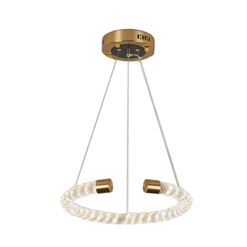 Circular Hanging Chandelier Contemporary Crystal LED Brass Suspension Pendant Light, 16"/23.5"/31.5" Wide Clearhalo 'Ceiling Lights' 'Chandeliers' 'Modern Chandeliers' 'Modern' Lighting' 333360