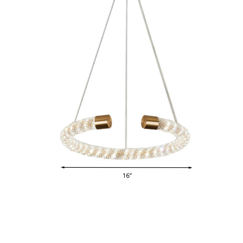 Circular Hanging Chandelier Contemporary Crystal LED Brass Suspension Pendant Light, 16"/23.5"/31.5" Wide Clearhalo 'Ceiling Lights' 'Chandeliers' 'Modern Chandeliers' 'Modern' Lighting' 333361