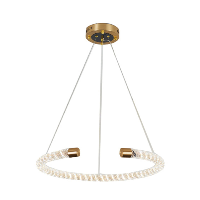 Circular Hanging Chandelier Contemporary Crystal LED Brass Suspension Pendant Light, 16"/23.5"/31.5" Wide Clearhalo 'Ceiling Lights' 'Chandeliers' 'Modern Chandeliers' 'Modern' Lighting' 333364