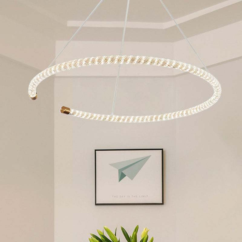 Circular Hanging Chandelier Contemporary Crystal LED Brass Suspension Pendant Light, 16"/23.5"/31.5" Wide Brass 31.5" Clearhalo 'Ceiling Lights' 'Chandeliers' 'Modern Chandeliers' 'Modern' Lighting' 333366