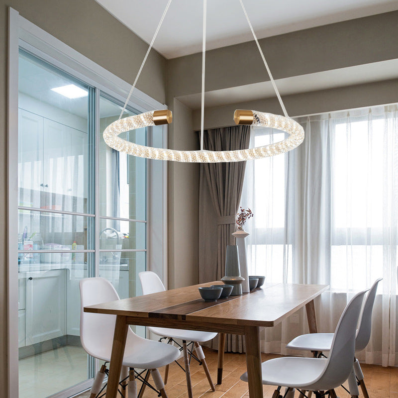 Circular Hanging Chandelier Contemporary Crystal LED Brass Suspension Pendant Light, 16"/23.5"/31.5" Wide Clearhalo 'Ceiling Lights' 'Chandeliers' 'Modern Chandeliers' 'Modern' Lighting' 333367