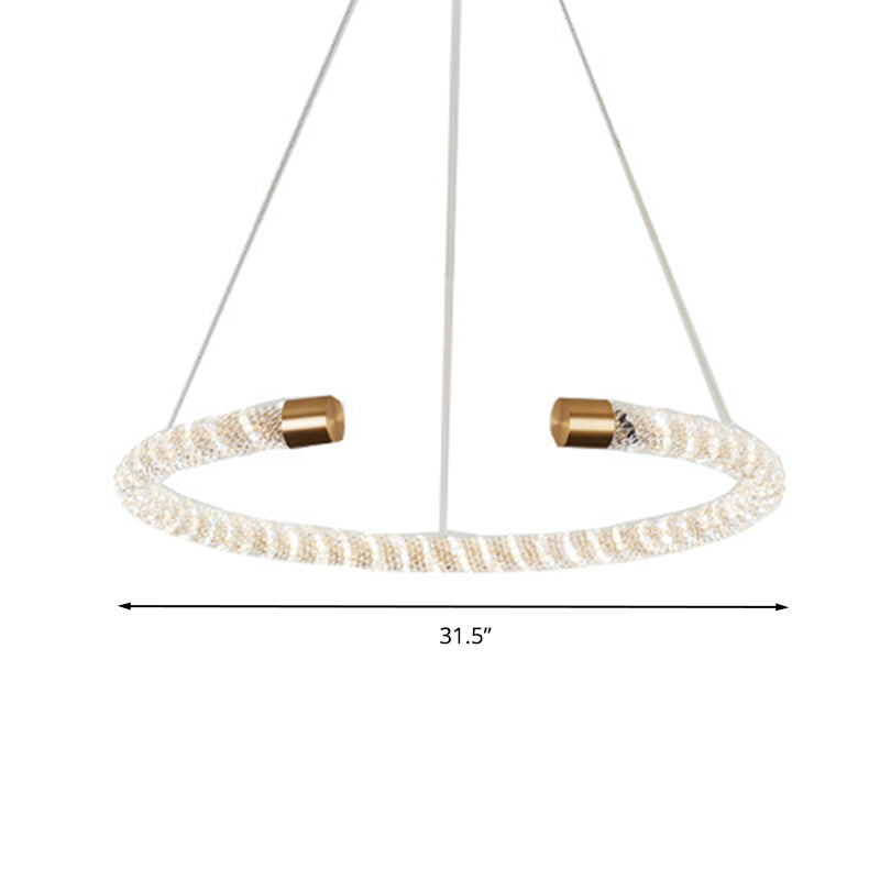 Circular Hanging Chandelier Contemporary Crystal LED Brass Suspension Pendant Light, 16"/23.5"/31.5" Wide Clearhalo 'Ceiling Lights' 'Chandeliers' 'Modern Chandeliers' 'Modern' Lighting' 333369