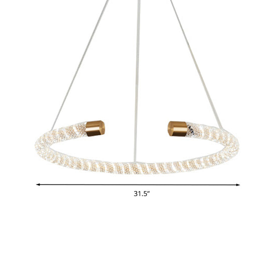 Circular Hanging Chandelier Contemporary Crystal LED Brass Suspension Pendant Light, 16"/23.5"/31.5" Wide Clearhalo 'Ceiling Lights' 'Chandeliers' 'Modern Chandeliers' 'Modern' Lighting' 333369