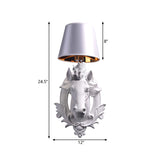 White Horse Wall Mount Lamp Countryside 1 Bulb Resin Wall Sconce Fixture with Cone Shade for Living Room, 9.5"/12" W Clearhalo 'Wall Lamps & Sconces' 'Wall Lights' Lighting' 333376