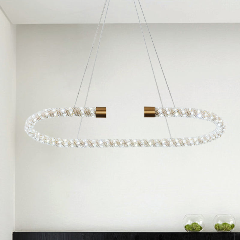 Bend Chandelier Light Modern Crystal 31.5"/39"/47" Wide LED Brass Suspended Lighting Fixture Clearhalo 'Ceiling Lights' 'Chandeliers' 'Modern Chandeliers' 'Modern' Lighting' 333379