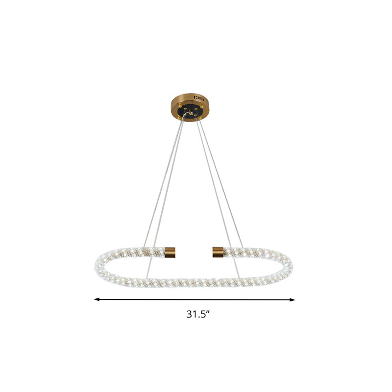 Bend Chandelier Light Modern Crystal 31.5"/39"/47" Wide LED Brass Suspended Lighting Fixture Clearhalo 'Ceiling Lights' 'Chandeliers' 'Modern Chandeliers' 'Modern' Lighting' 333382