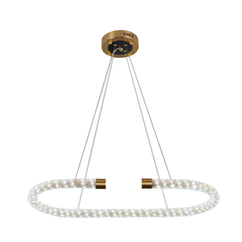 Bend Chandelier Light Modern Crystal 31.5"/39"/47" Wide LED Brass Suspended Lighting Fixture Clearhalo 'Ceiling Lights' 'Chandeliers' 'Modern Chandeliers' 'Modern' Lighting' 333385