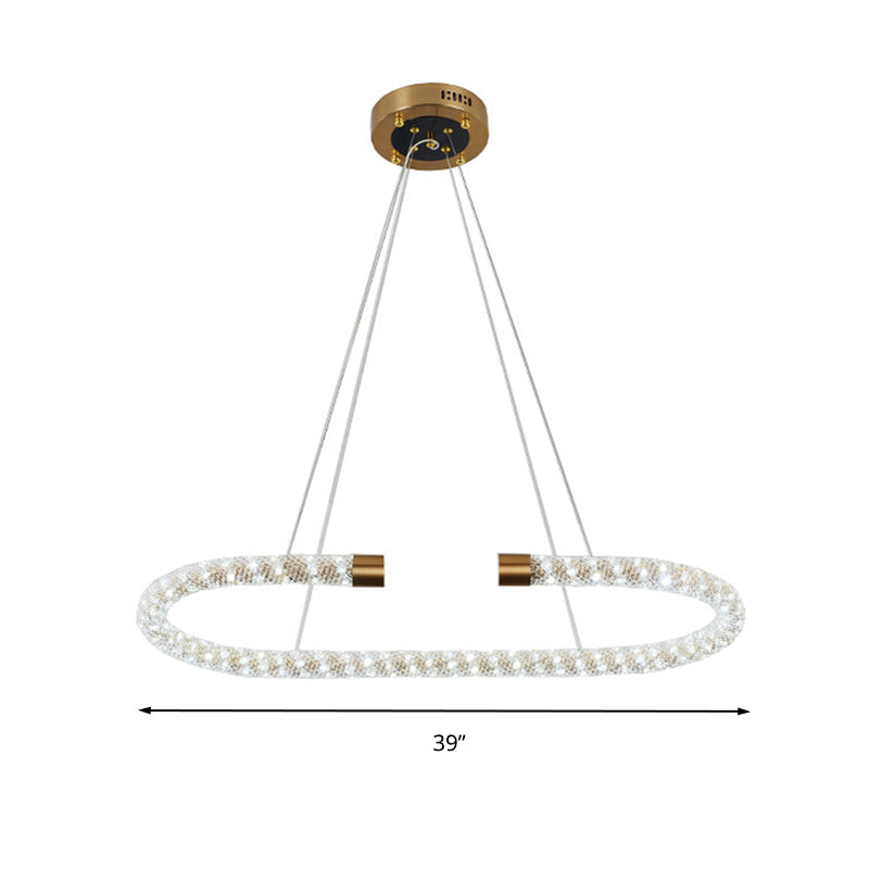 Bend Chandelier Light Modern Crystal 31.5"/39"/47" Wide LED Brass Suspended Lighting Fixture Clearhalo 'Ceiling Lights' 'Chandeliers' 'Modern Chandeliers' 'Modern' Lighting' 333386