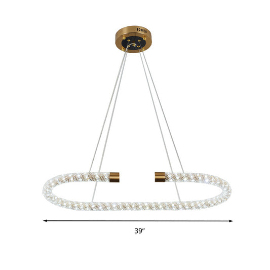 Bend Chandelier Light Modern Crystal 31.5"/39"/47" Wide LED Brass Suspended Lighting Fixture Clearhalo 'Ceiling Lights' 'Chandeliers' 'Modern Chandeliers' 'Modern' Lighting' 333386