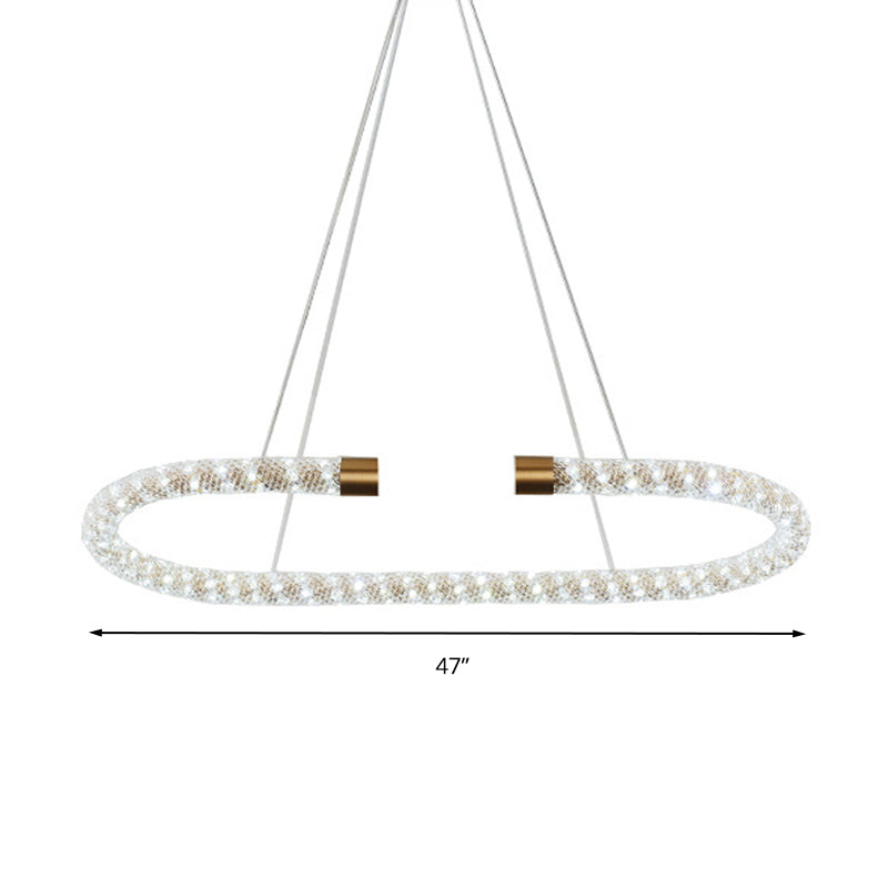 Bend Chandelier Light Modern Crystal 31.5"/39"/47" Wide LED Brass Suspended Lighting Fixture Clearhalo 'Ceiling Lights' 'Chandeliers' 'Modern Chandeliers' 'Modern' Lighting' 333390