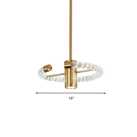 Circle Hanging Chandelier Contemporary Crystal LED Brass Ceiling Pendant Light, 16"/23.5" Wide Clearhalo 'Ceiling Lights' 'Chandeliers' 'Modern Chandeliers' 'Modern' Lighting' 333403