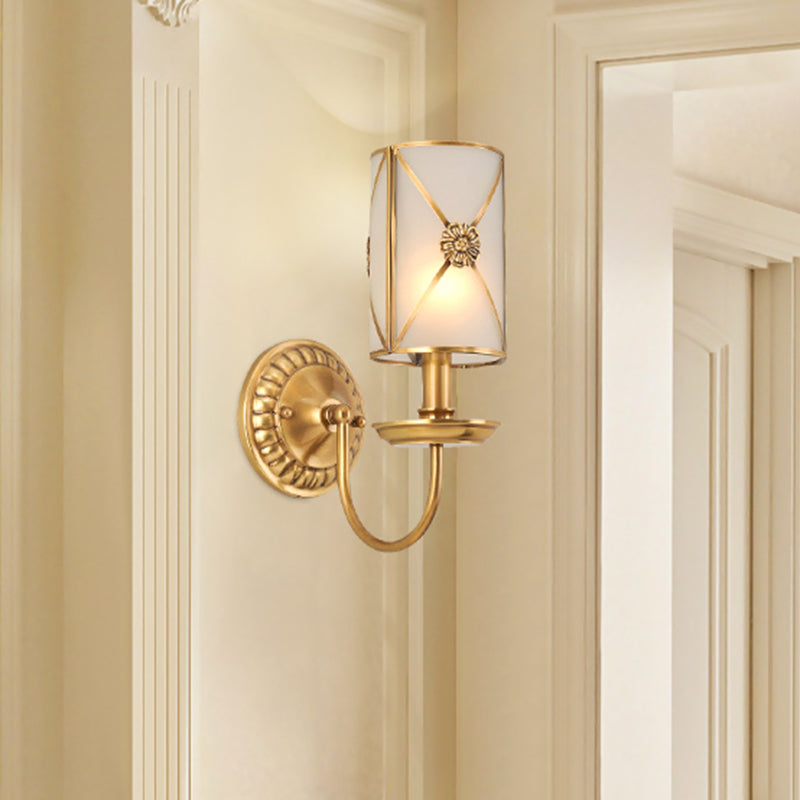 1/2-Light Brass Wall Mount Lamp Vintage Gold Finish Swag Arm Candle Sconce Light Fixture 1.0 Gold Clearhalo 'Wall Lamps & Sconces' 'Wall Lights' Lighting' 333478