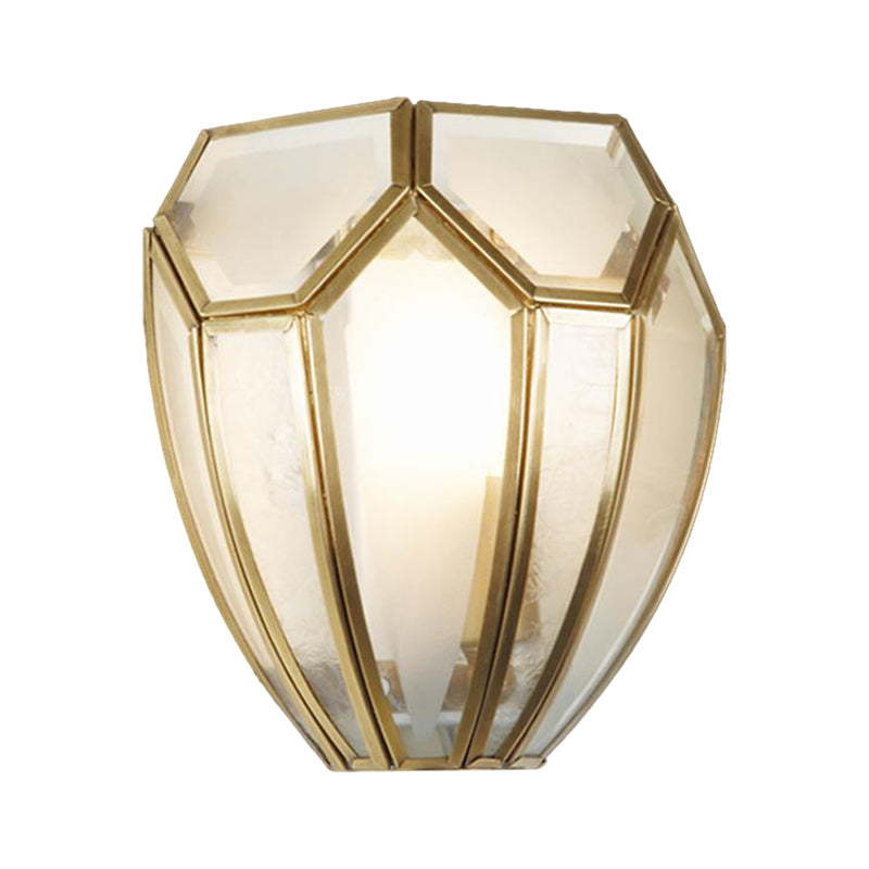 Gold Finish Geometric Wall Lamp Traditional Metal and Hand Blown Glass 1 Bulb Wall Light Sconce Clearhalo 'Wall Lamps & Sconces' 'Wall Lights' Lighting' 333601