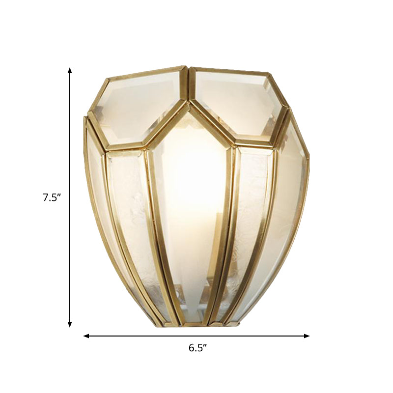 Gold Finish Geometric Wall Lamp Traditional Metal and Hand Blown Glass 1 Bulb Wall Light Sconce Clearhalo 'Wall Lamps & Sconces' 'Wall Lights' Lighting' 333602