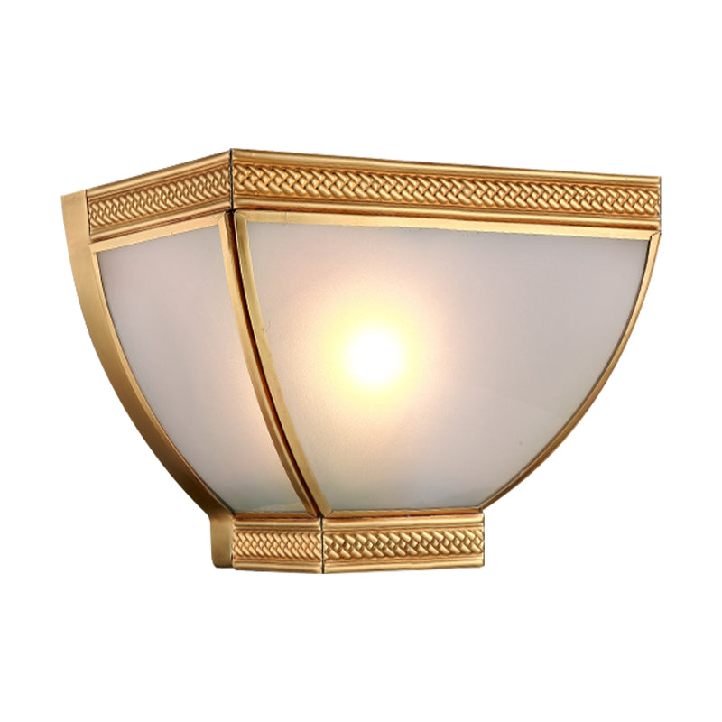 Opaque Glass Torch Flush Wall Light Retro 1 Head Wall Mounted Lamp Kit with Gold Edge Clearhalo 'Wall Lamps & Sconces' 'Wall Lights' Lighting' 333621