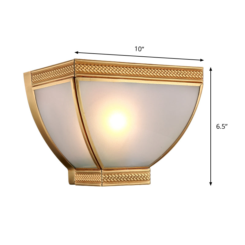 Opaque Glass Torch Flush Wall Light Retro 1 Head Wall Mounted Lamp Kit with Gold Edge Clearhalo 'Wall Lamps & Sconces' 'Wall Lights' Lighting' 333622