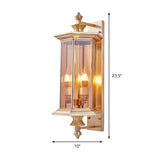 Faceted Ribbed/Panel Clear/Tan Glass Wall Lantern Vintage 1 Bulb Armed Sconce Light Fixture Clearhalo 'Wall Lamps & Sconces' 'Wall Lights' Lighting' 333637