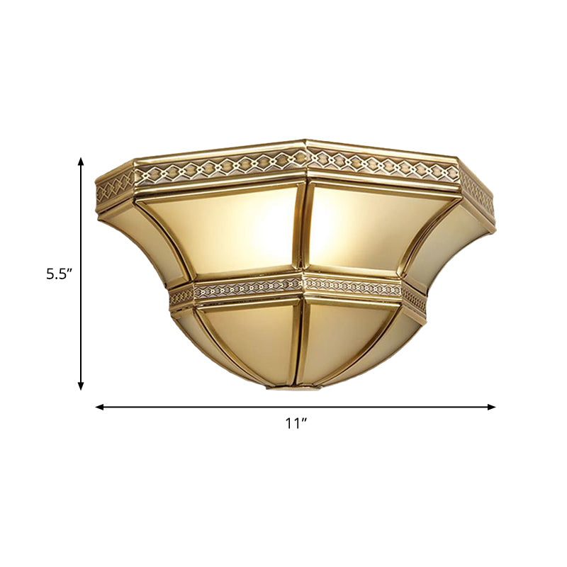 Flared Wall Mount Light Traditional Opal Glass 1 Light Gold Finish Flush Wall Sconce Clearhalo 'Wall Lamps & Sconces' 'Wall Lights' Lighting' 333647