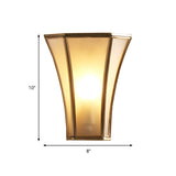 1 Head Flush Mount Wall Light Retro Beveled Frosted Opal Glass Wall Sconce in Gold Clearhalo 'Wall Lamps & Sconces' 'Wall Lights' Lighting' 333698