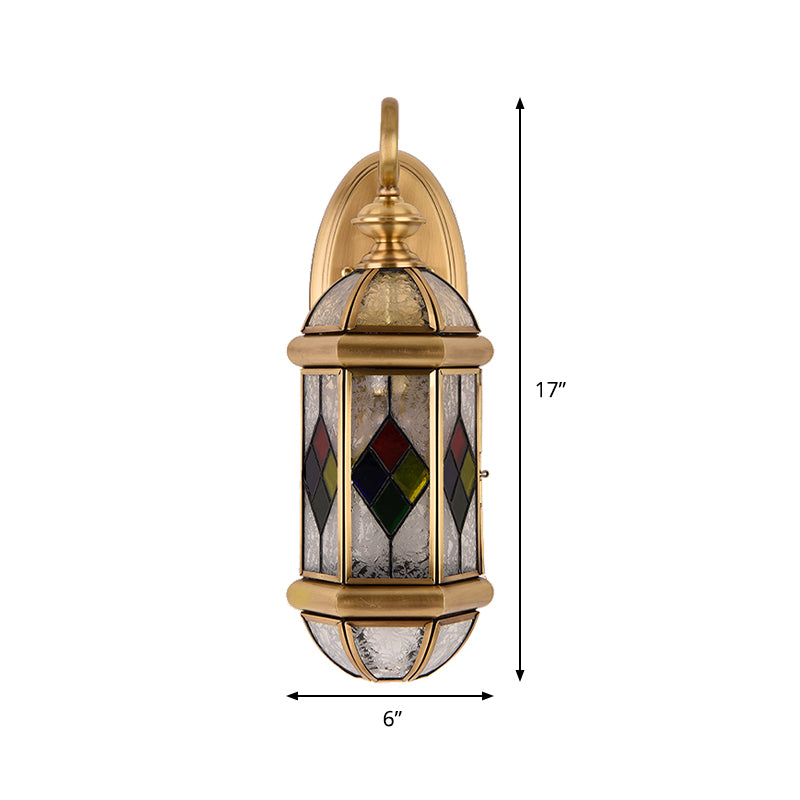 Gold Capsule Wall Mounted Light Classic Brass and Ripple Glass Single Light Wall Sconce Clearhalo 'Wall Lamps & Sconces' 'Wall Lights' Lighting' 333703