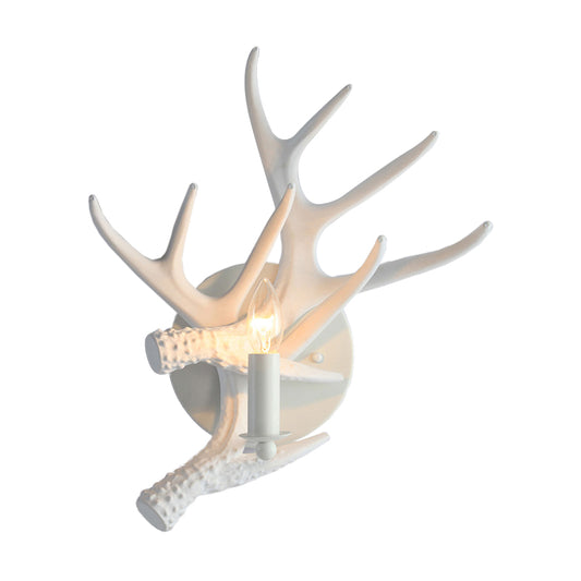 Candle Resin Sconce Lighting Classic Single Bulb Indoor Wall Mounted Lamp with Antler Clearhalo 'Wall Lamps & Sconces' 'Wall Lights' Lighting' 335738