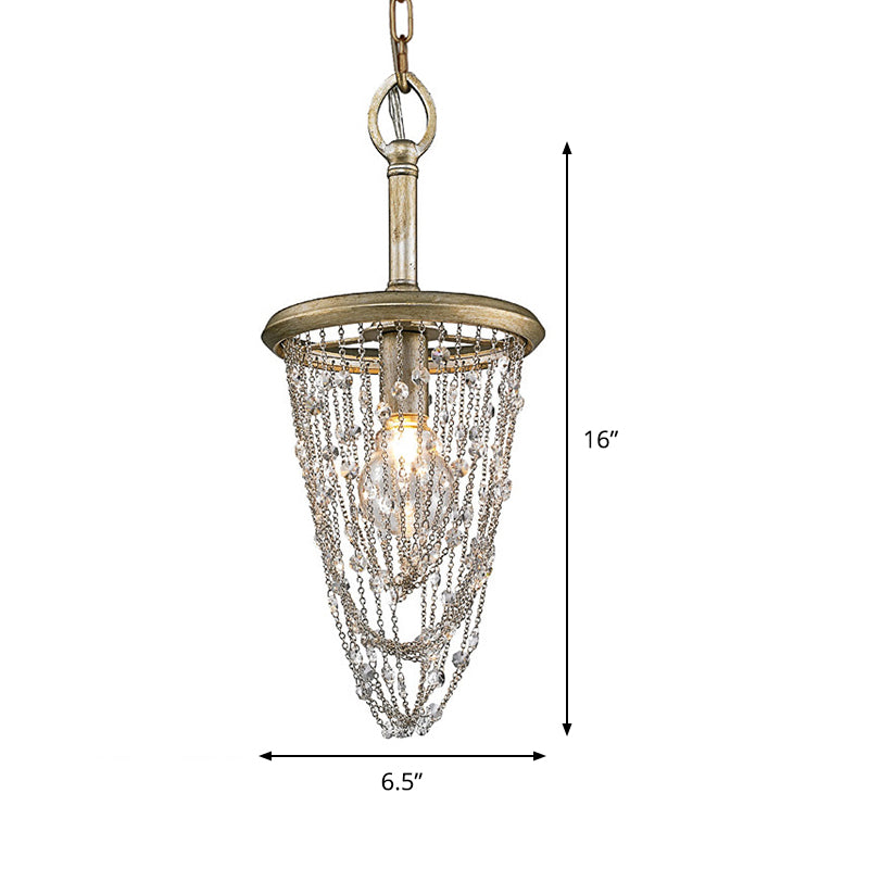 1 Light Round Pendant Lighting Traditional Brown Crystal Hanging Light Fixture for Corridor Clearhalo 'Ceiling Lights' 'Pendant Lights' 'Pendants' Lighting' 335792