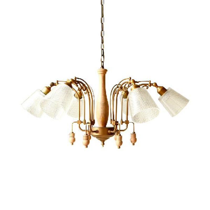 Tapered Bedroom Pendant Chandelier Traditional Opal Etched Glass 6 Lights White/Red/Brown Hanging Fixture Clearhalo 'Ceiling Lights' 'Chandeliers' Lighting' options 336009