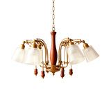 Tapered Bedroom Pendant Chandelier Traditional Opal Etched Glass 6 Lights White/Red/Brown Hanging Fixture Clearhalo 'Ceiling Lights' 'Chandeliers' Lighting' options 336012