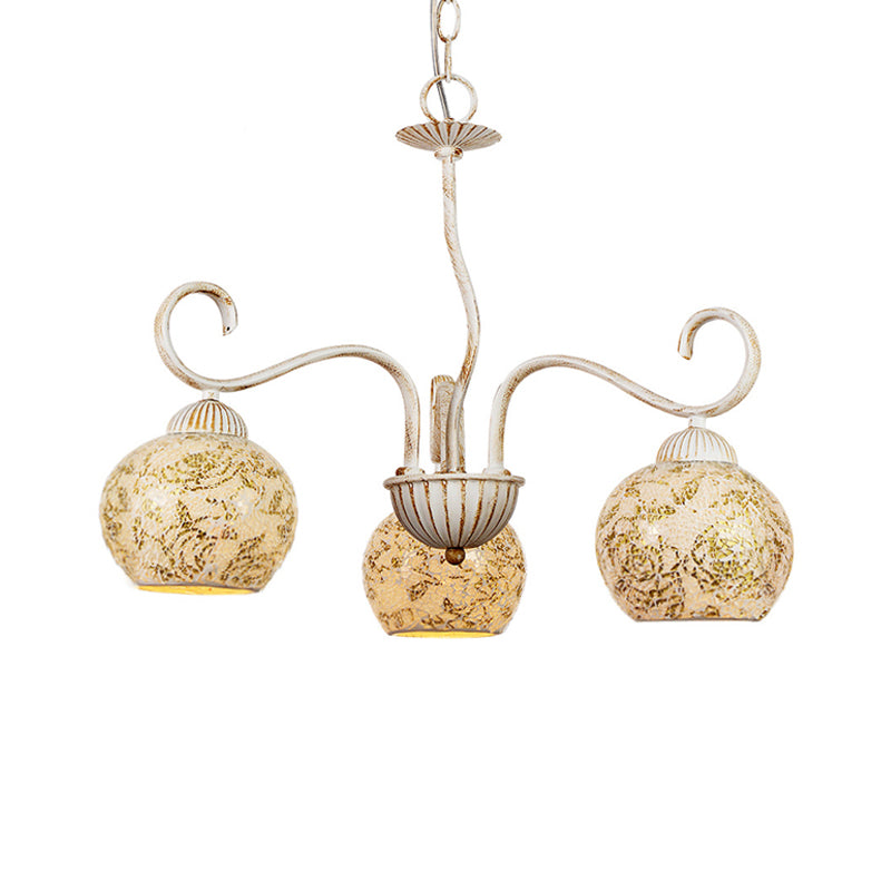 Globe Dining Room Ceiling Chandelier Traditional Frosted Glass 3 Light White Hanging Fixture Clearhalo 'Ceiling Lights' 'Chandeliers' Lighting' options 336016