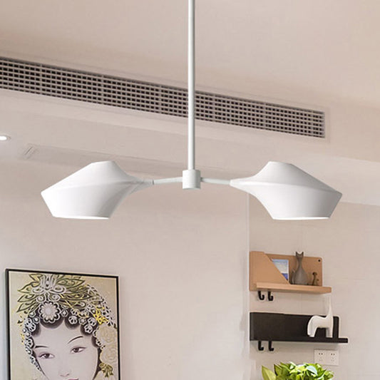 Iron Shade Chandelier Light Modern Metal 2/3/4 Lights White/Black and White/Black and Gold Dining Room Hanging Light White Clearhalo 'Ceiling Lights' 'Chandeliers' 'Modern Chandeliers' 'Modern' Lighting' 336072